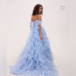 Light Blue All Ruffled Up Evening Fluffy Dress